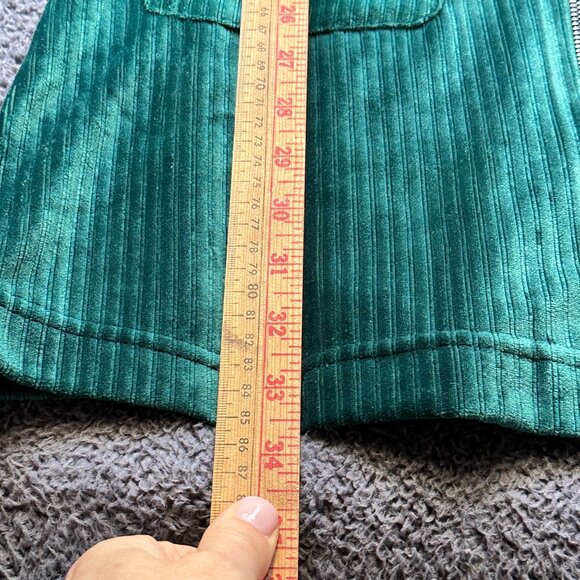 Moon River Green Velvet Jumper Dress Pockets & Cross Back Detail - Size Small - Picture 6 of 8